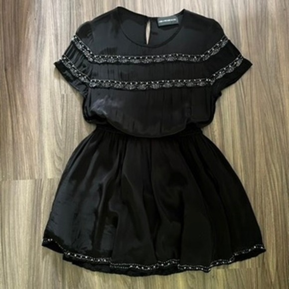 Zadig & Voltaire‎ Deluxe Jeweled Beaded Short Sleeve Mini Dress Black size small - Picture 14 of 15
